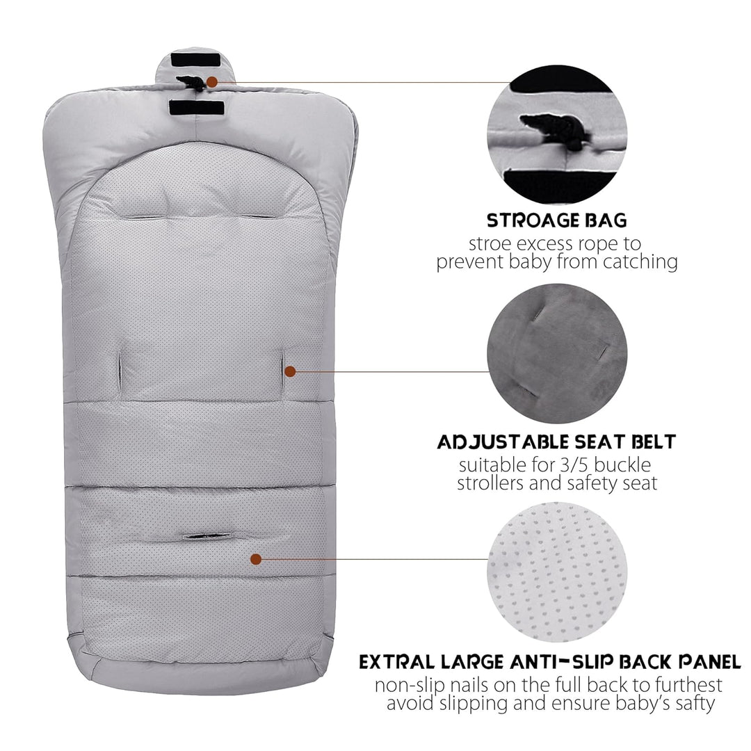 Fusssack Babyschale für Kinderwagen Buggy Universal Winter Baby Grau 102X54CM, Grau 102X54CM