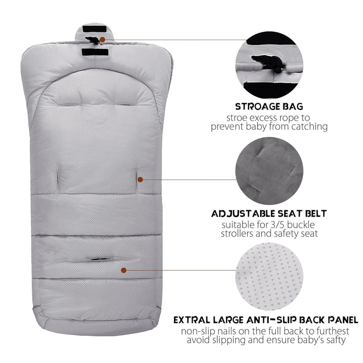 Fusssack Babyschale für Kinderwagen Buggy Universal Winter Baby Grau 102X54CM, Grau 102X54CM
