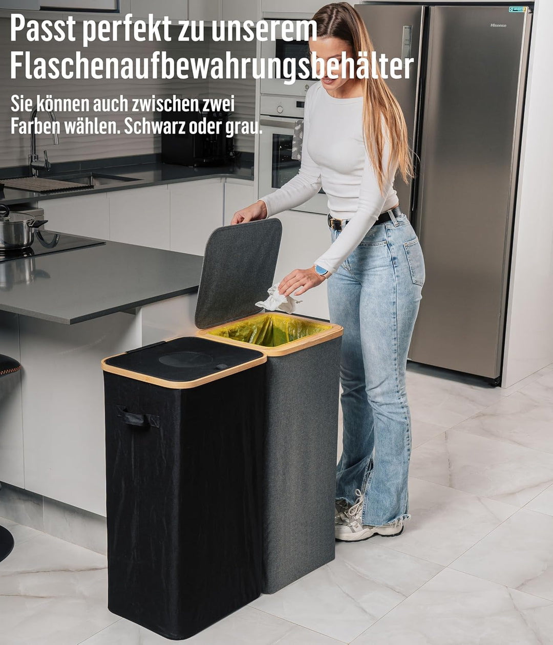 Deco haus® Gelber Sack Ständer 90L [Extra Tragetasche] - Gelber Sack Mülleimer - Stabiler Müllsackst