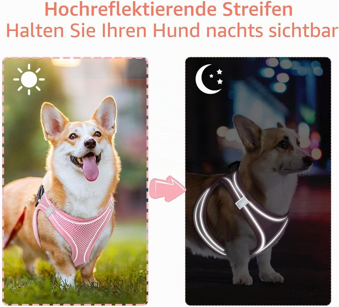 HEELE Hundegeschirr Einstellbare Anti Zug Geschirr Reflektierend Atmungsaktiv Geschirr Hunde Leichte