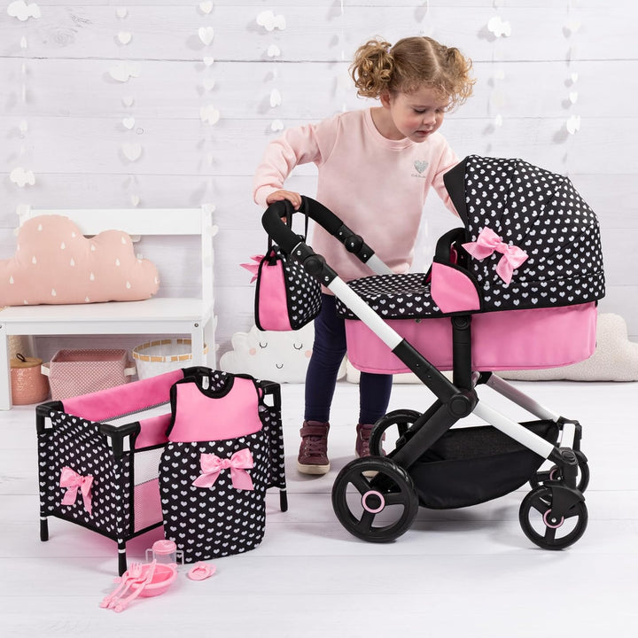 Bayer Design 17060AB Puppenwagen Xeo, Verstellbarer Griff, Schwenkschieber, wandelbar als Jogger, Sc