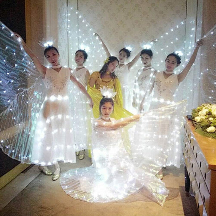 LED Lichter Bauchtanz Isis Flügel, Leuchtende Flügel LED Flügel Bauchtanzflügel mit Teleskopstab, Le