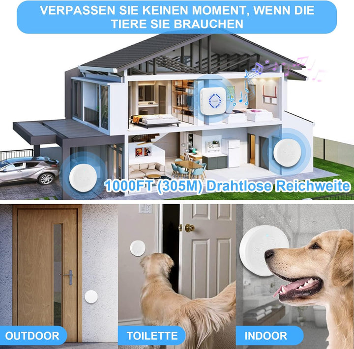 ChunHee Katzenklingel/Hundeklingel Buzzer Hund Haustier-Training Türglocken Sensor Berührt Wasserdic