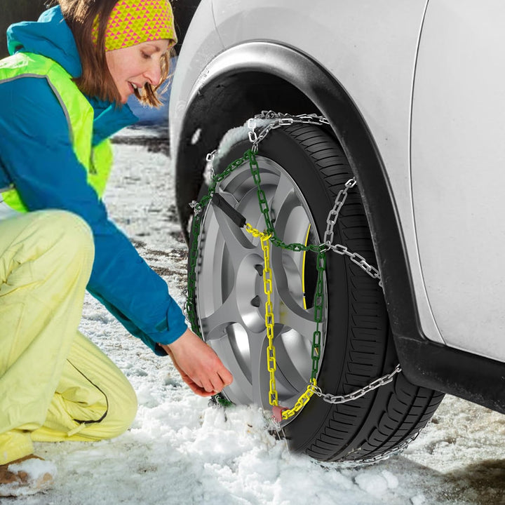 Schneeketten Legierung Stahl, 2 Stück x 12mm, Auto Schneeketten mit automatischem Spanner, Langlebig