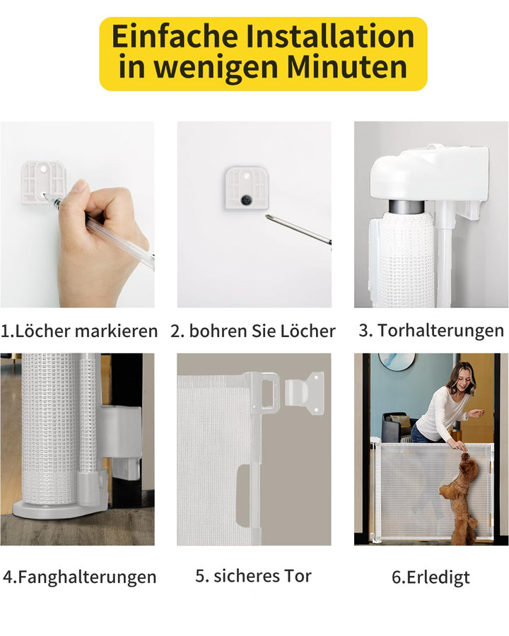 Retraktierbares Sicherheitsgitter für Babys &amp; Haustiere– 2er Set – Extra Breit &amp; Hoch, 0-140CM Türsc