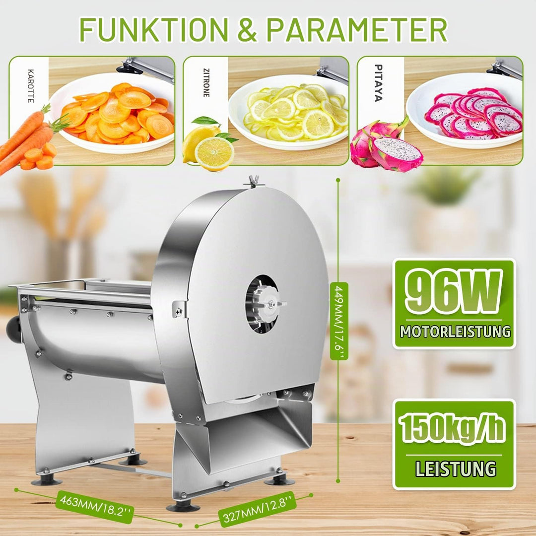 NEWTRY Elektrische Gemüseschneidemaschine, Scheibenförmig, 0-10mm Einstellbar für Obst und Gemüse, K