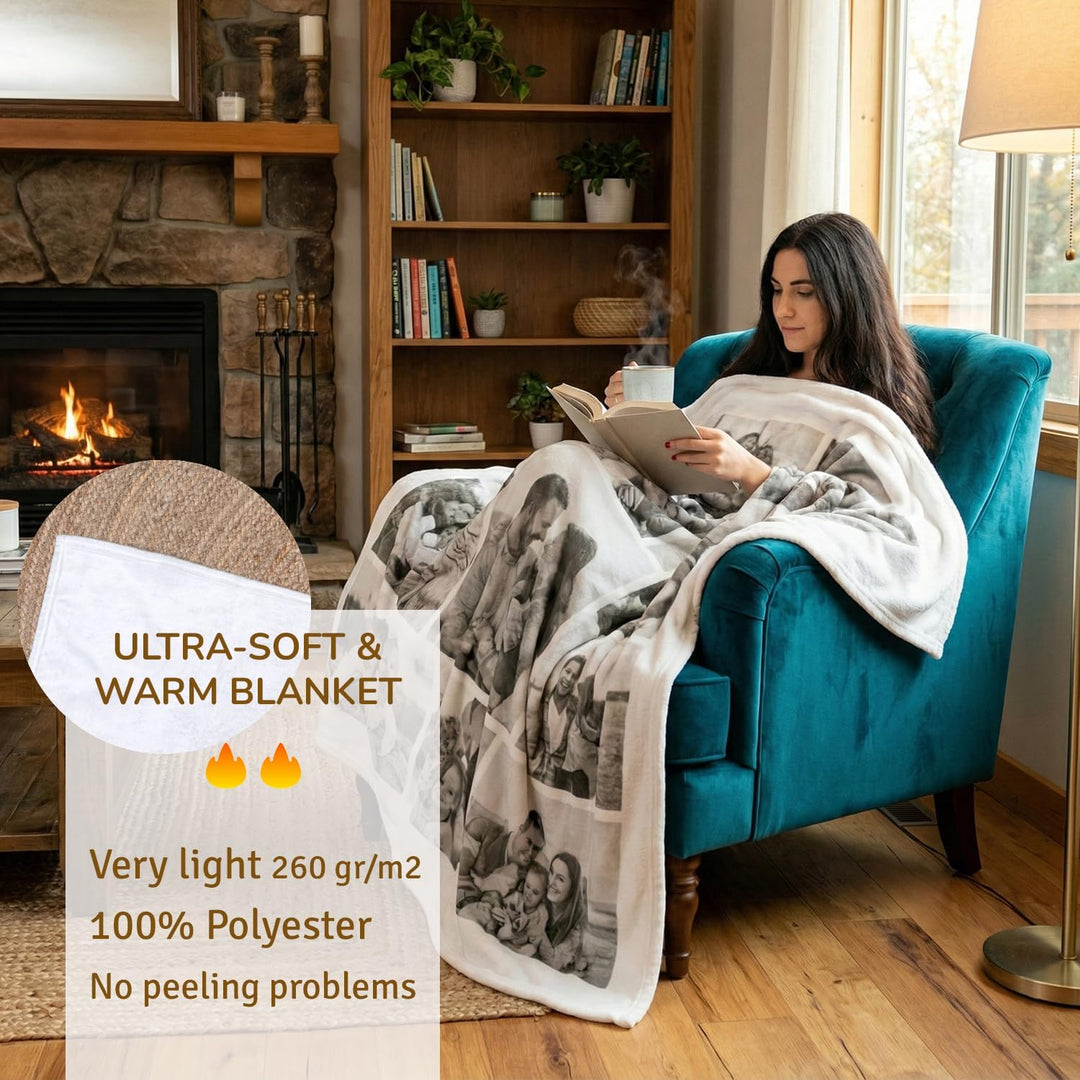 Wanapix | Personalisierte Kuscheldecke mit Foto & Text | Ultra-weich, robust & leicht | Anti-Pilling