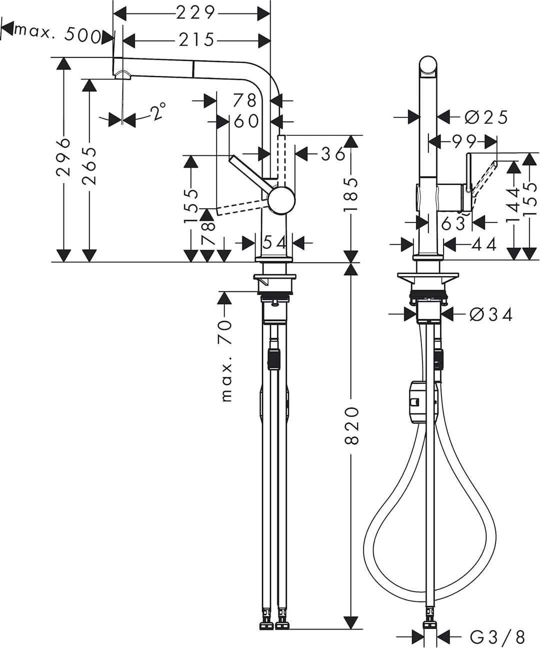 hansgrohe Küchenarmatur Talis M54 (Wasserhahn Küche, 360° schwenkbar, hoher Komfort-Auslauf 270mm, S