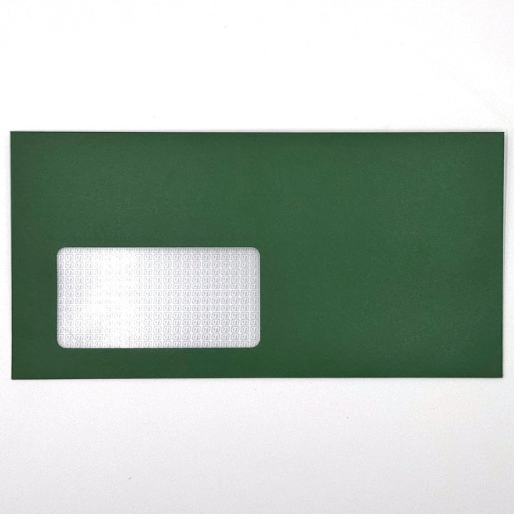 100 Umschläge mit Fenster, Grün, Tannengrünn, DIN lang = 220 x 110 mm, Haftklebestreifen, Fensterkuv