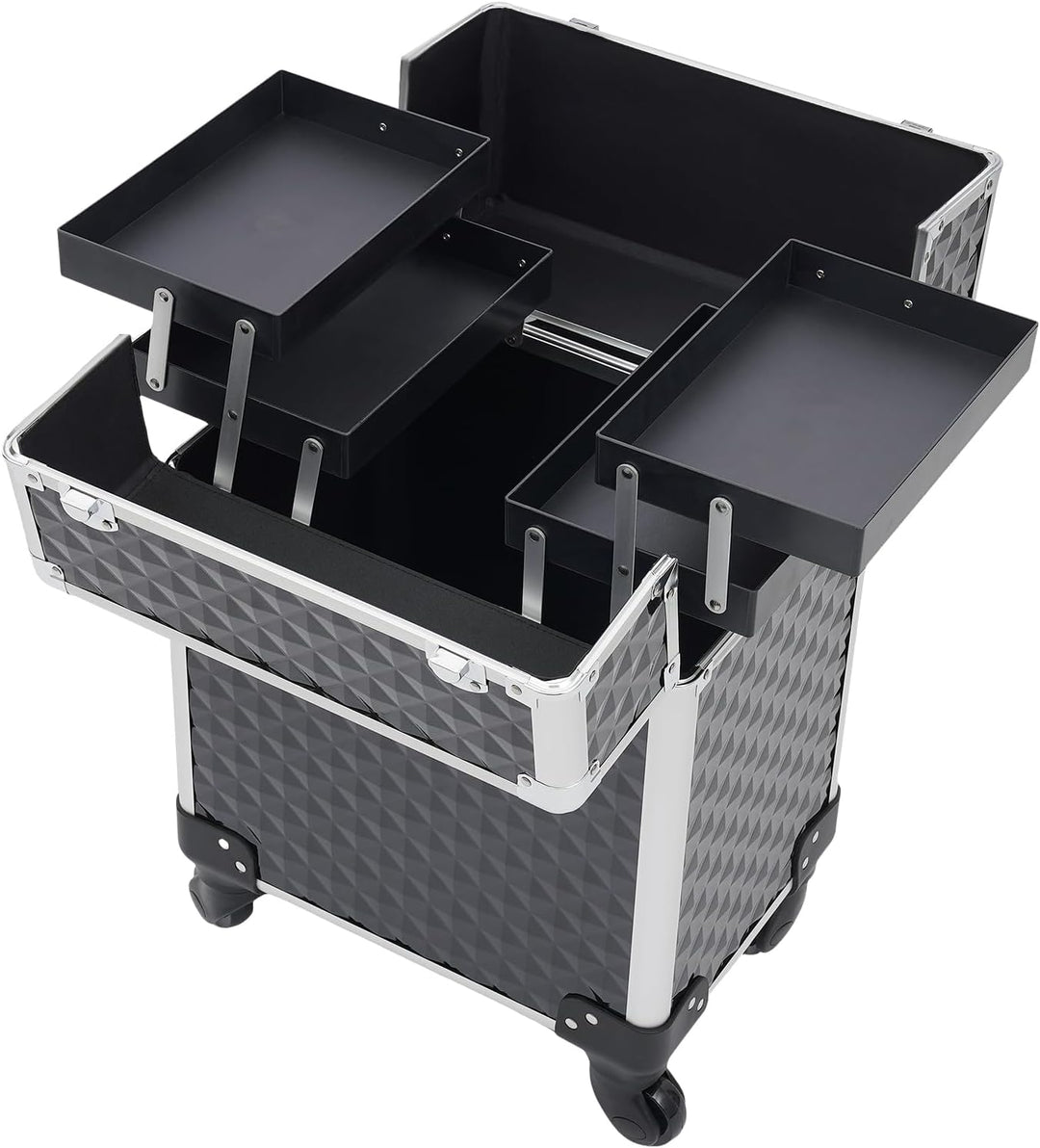 Schminkkoffer Kosmetikkoffer Trolley,Schminkkoffer mit 2 klappbare Fächer,Trolley - Aufbewahrungskof