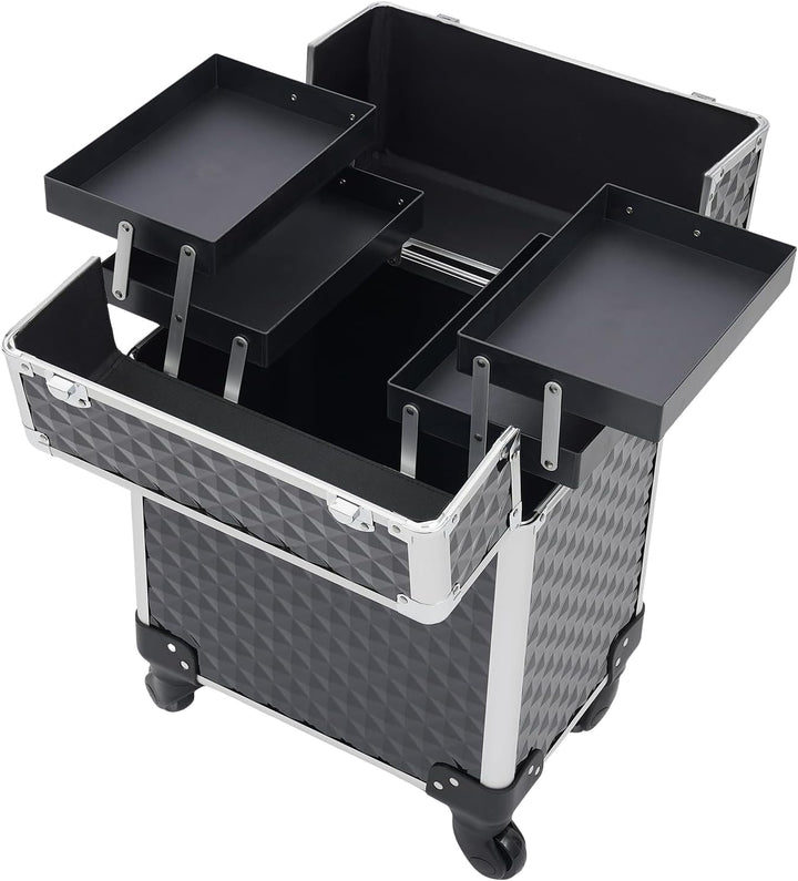 Schminkkoffer Kosmetikkoffer Trolley,Schminkkoffer mit 2 klappbare Fächer,Trolley - Aufbewahrungskof