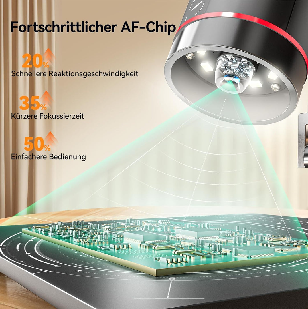 Elikliv EM3K-AF Max Autofokus Digital Mikroskop 2000X, 3K 10.1'' Münzmikroskop für Gesamtansicht,HDM