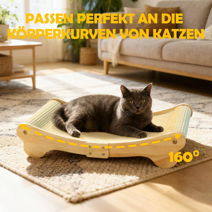 DONWEI Sisal Kratzbrett Katze, Kratzbretter Katze Holz, 160° Gebogenes Design, Kratzmatte aus Natürl