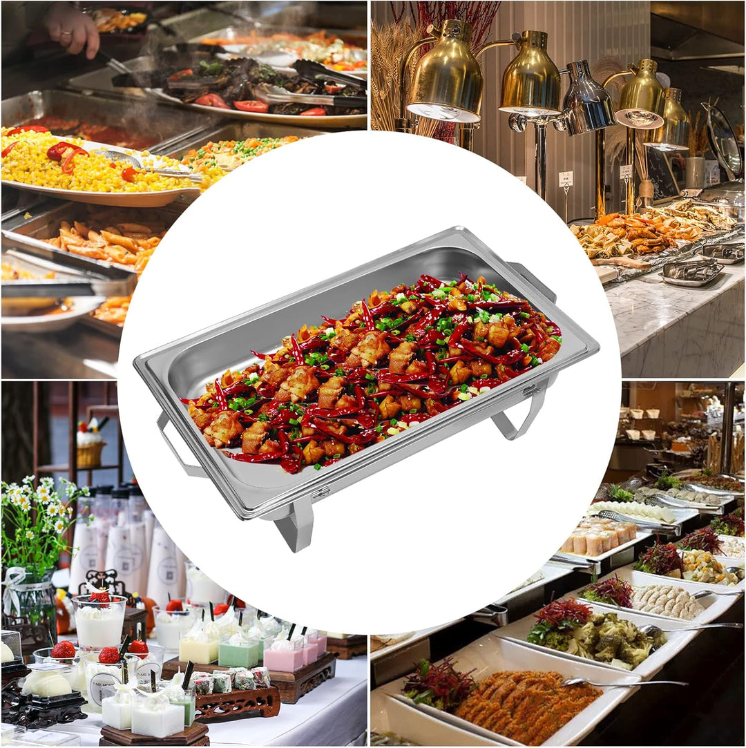 Chafing Dish, Einzelnes Fach Edelstahl Warmhaltebehälter 9.51Qt, Speisewärmer mit Klappbarer Ständer