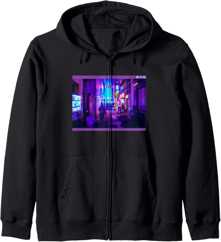 Tokyo Night Vaporwave 90s Japanese Aesthetic Lofi Glitch Kapuzenjacke