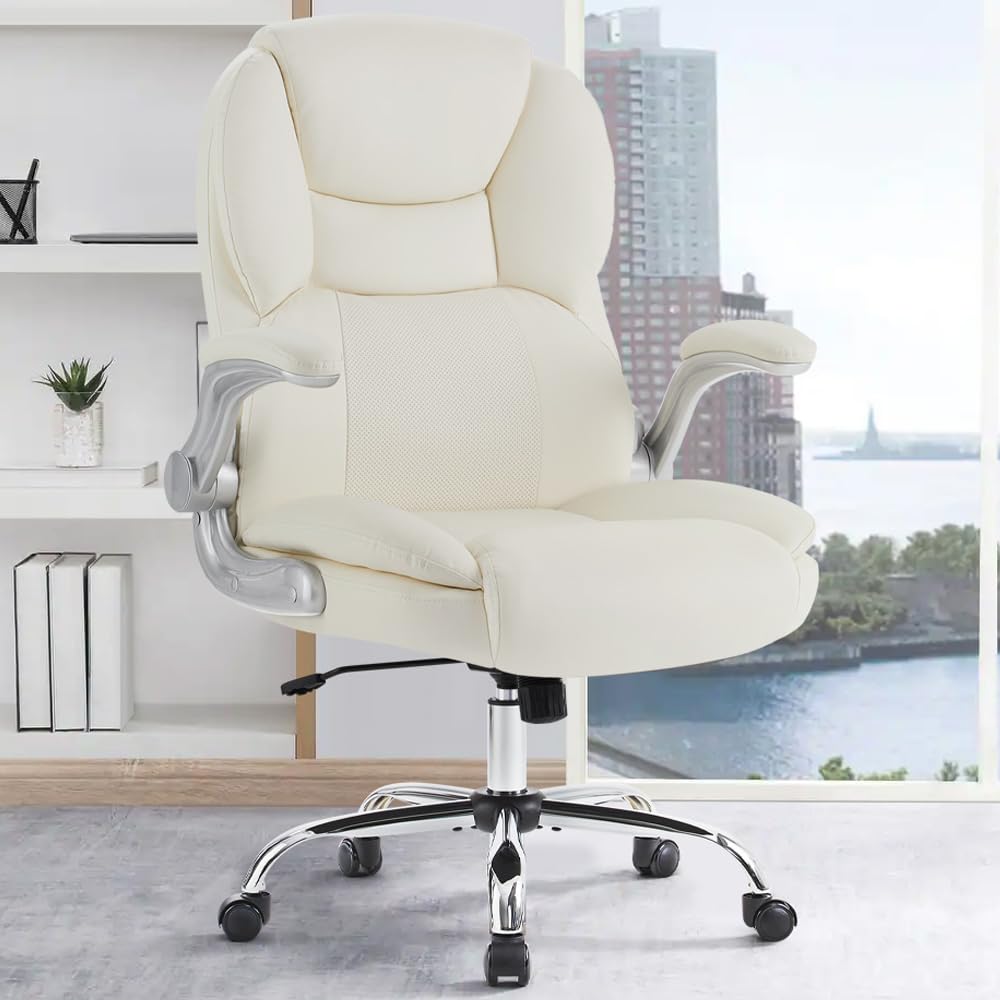IWMH Bürostuhl Ergonomischer Schreibtischstuhl Chefsessel Drehstuhl mit hochklappbarer Armlehne, höh