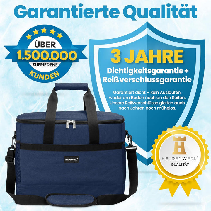 HELDENWERK Kühltasche gross faltbar – Kühlbox bis zu 12h Kühlleistung auslaufsicher &amp; wasserdicht –