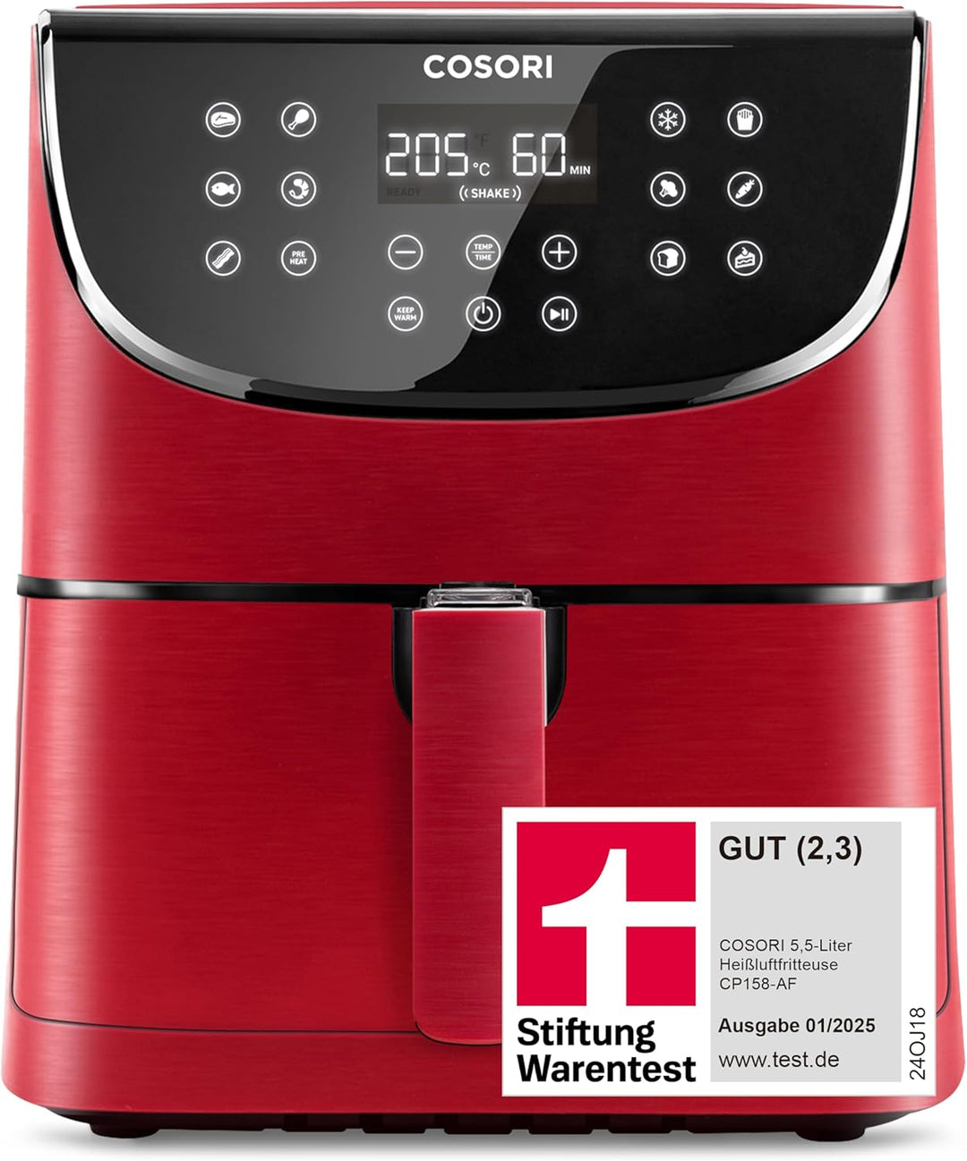 COSORI Heissluftfritteuse 5,5L XXL Rot Friteuse Heissluft Fritteusen Air Fryer mit Digitalem LED-Tou