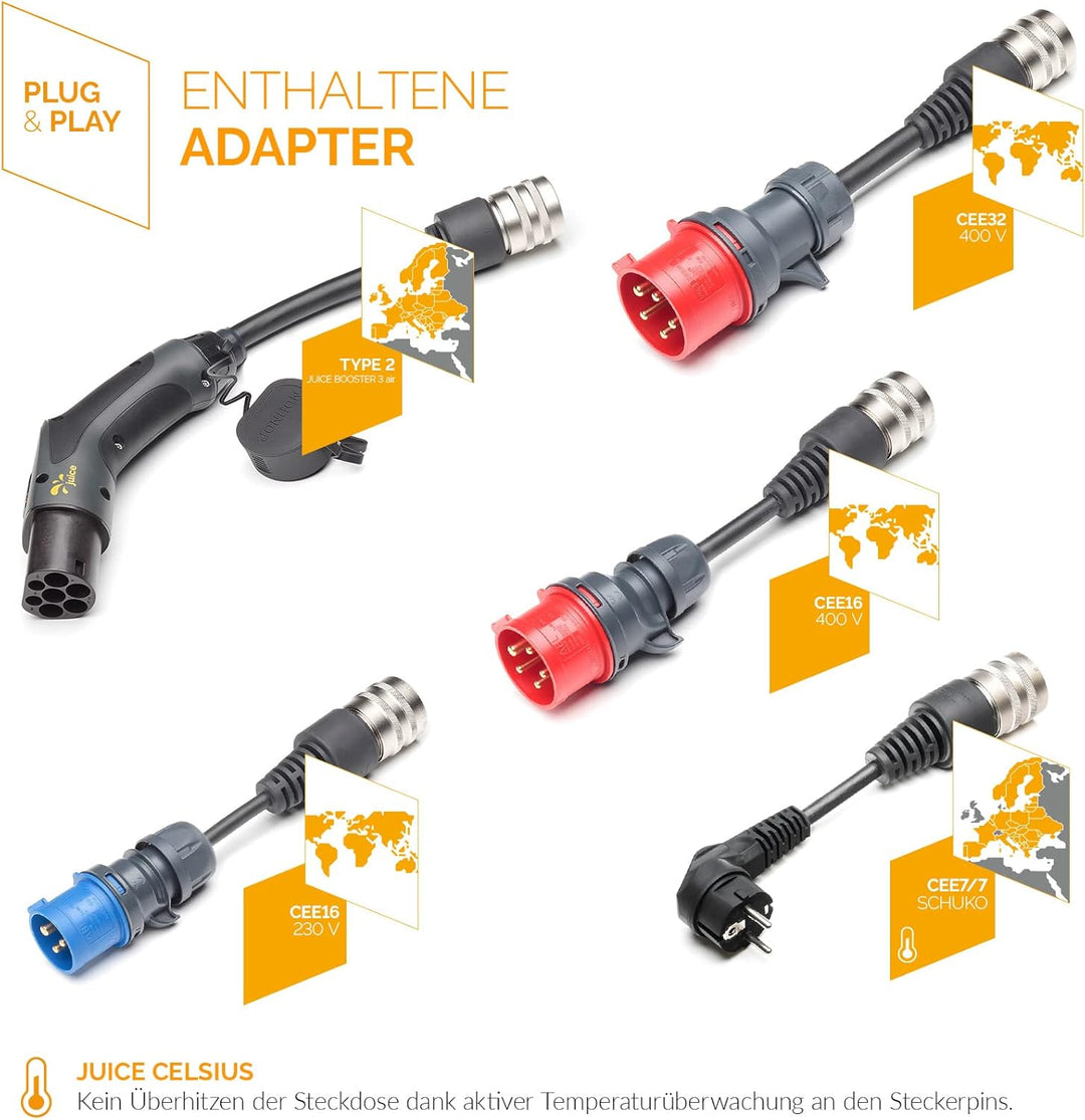 smartJuice Juice Booster 3 air - Typ 2 Ladekabel 11kW | Mobile Wallbox ohne Installation. Einfach an