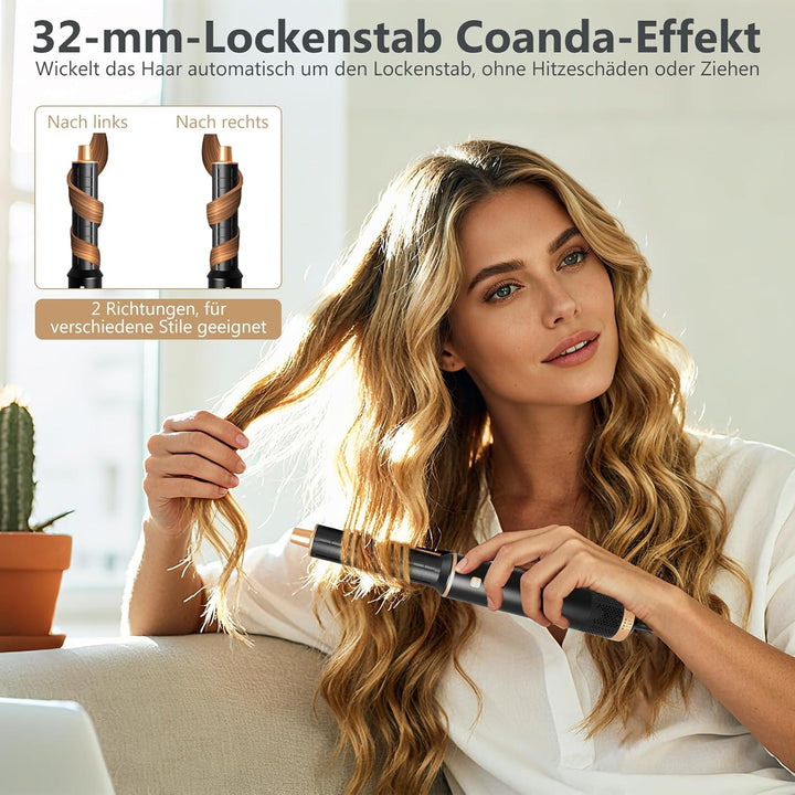RUIZHI 5 in 1 Airstyler Rundbürstenföhn Haartrockner, 110000 U/Min 3 Temperaturregelung Multifunktio