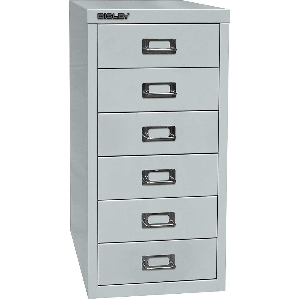 BISLEY MultiDrawer, 29er Serie, DIN A4, 6 Schubladen, Metall, 645 Lichtgrau, 38 x 27.9 x 59 cm, 645