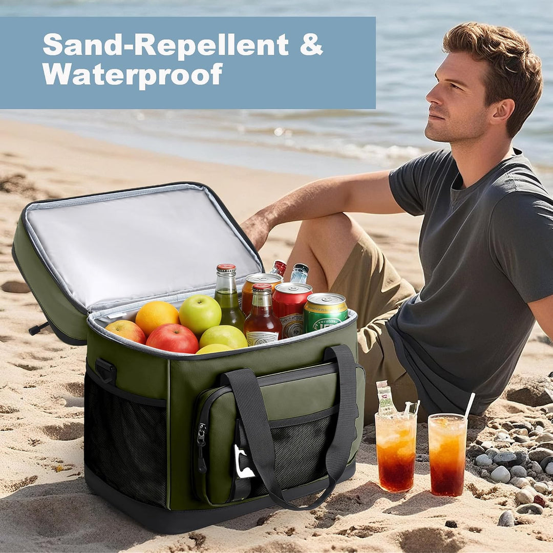 Kühltasche, 40L Grosse Kühlbox Faltbar, Wasserdichte Doppelwand Thermotasche Isolierte Picknicktasch