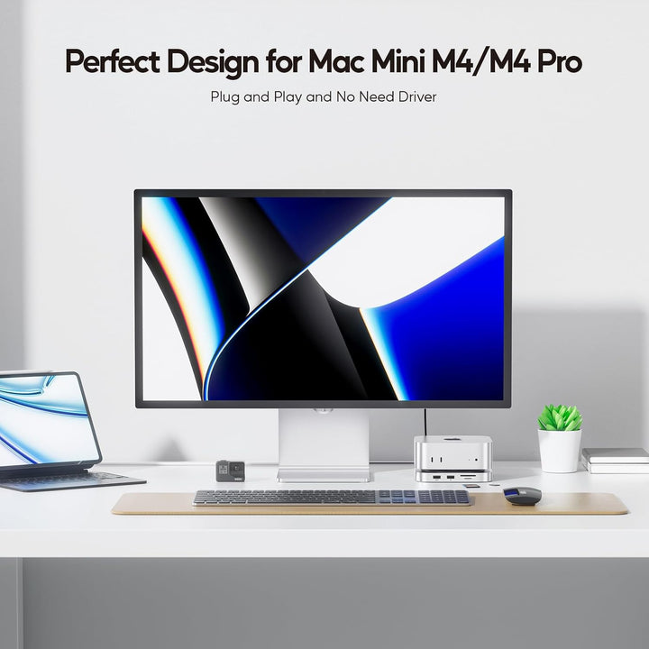 Mac mini M4 Dock mit 4TB SSD Enclosure (SSD Not Included),USB C Hub Zubehör für Mac mini 2024 M4 Pro