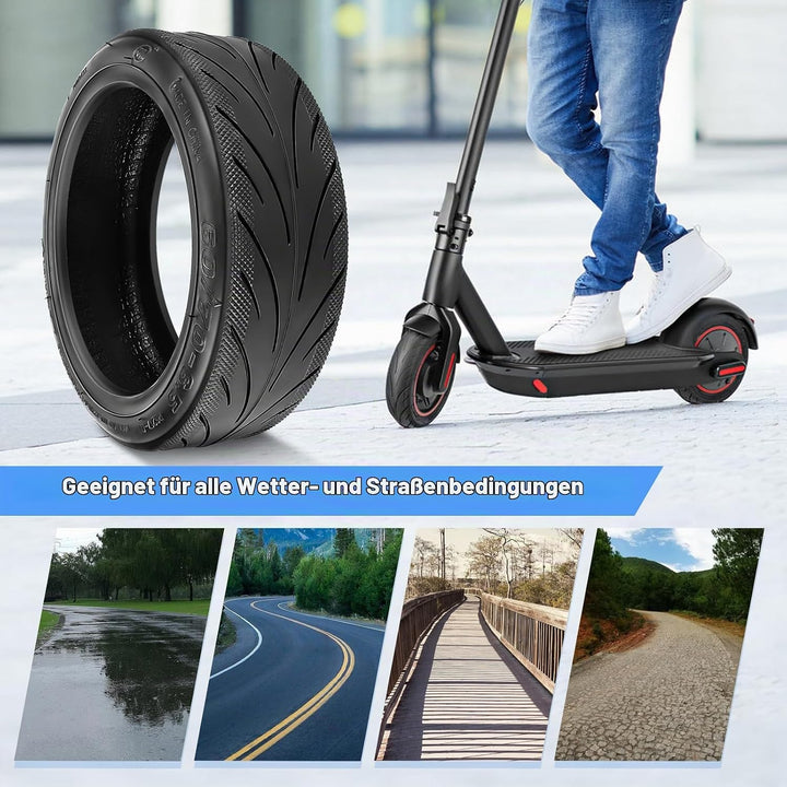Amitor 60/70-6.5 Gummireifen E Scooter für Ninebot Max G30, Tubeless Reifen mit Ventil, E Scooter Re