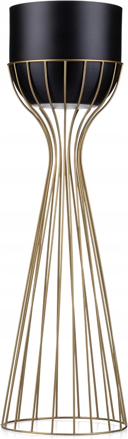 HowHomely Moderne Blumenständer Metall 68 cm Hoch mit Schwarz Blumentopf Rund 18 cm Ø auf Robuste Go
