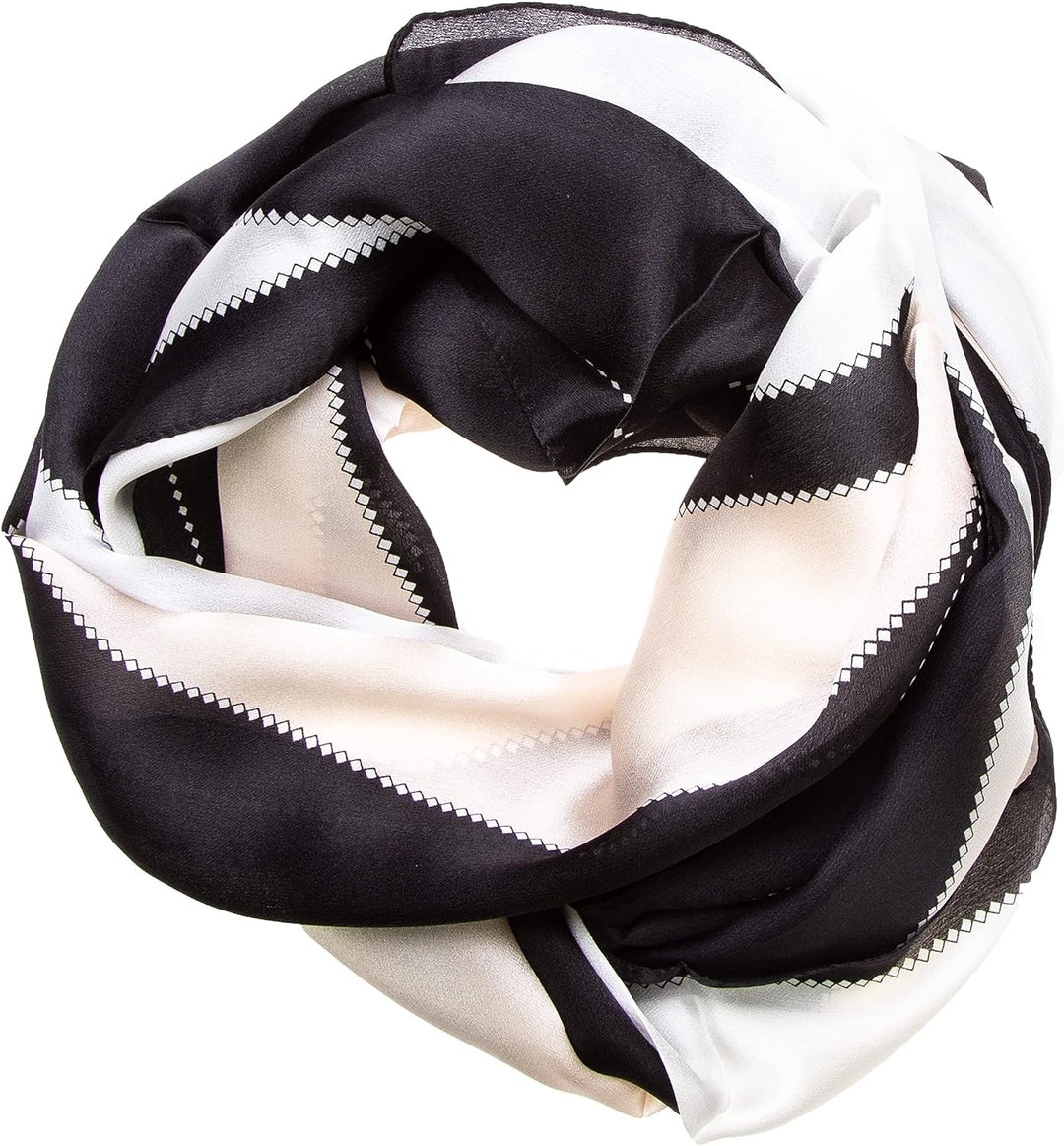Tinitex Seidenschal Halstuch Schal Satin schwarz weiss apricot 170x53cm
