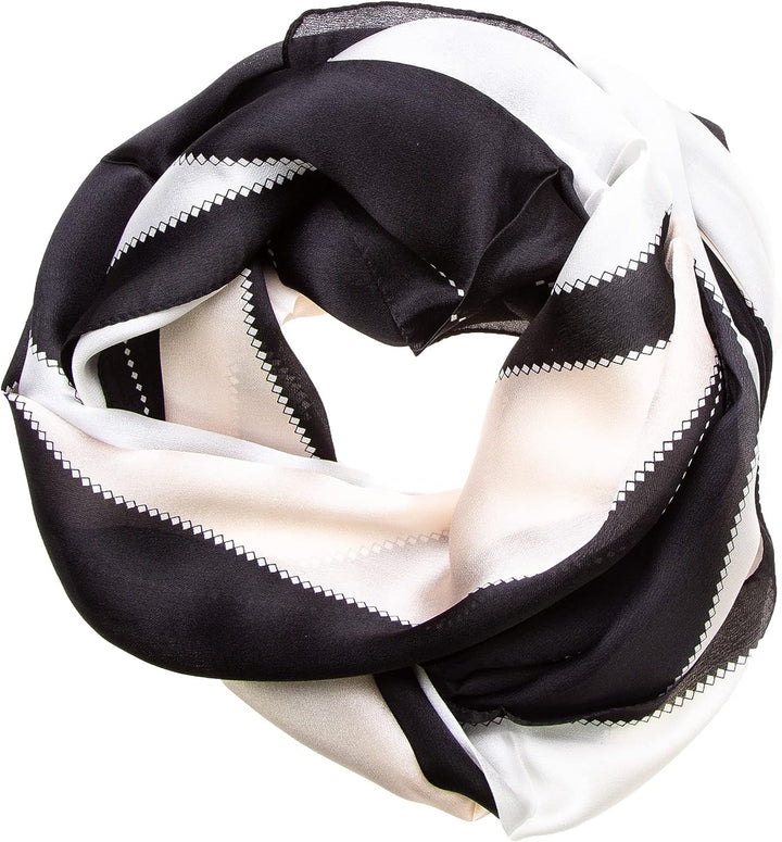 Tinitex Seidenschal Halstuch Schal Satin schwarz weiss apricot 170x53cm