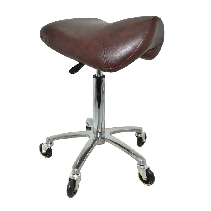Premium Sattelhocker Braun, Sattelstuhl für Rückenentlastung, Rollhocker höhenverstellbar von 55-75