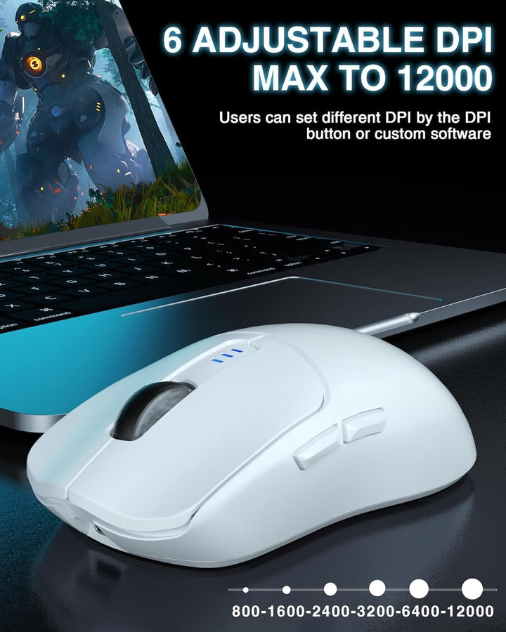 AULA SC580 Gaming Maus Kabellos,2.4GHz/USB-C/BT Wireless Gaming Mouse,12000DPI,6 Programmierbare Tas