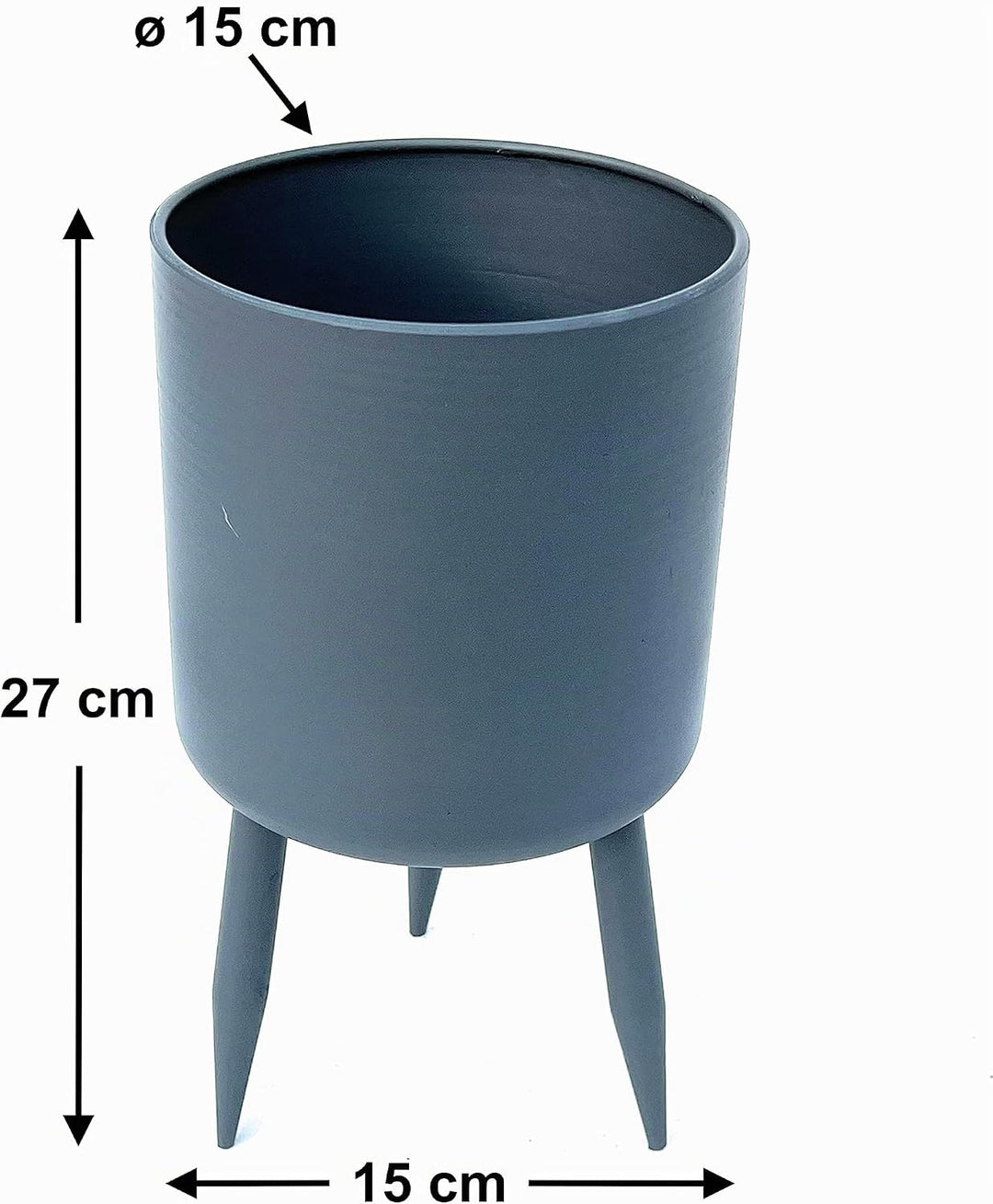 DanDiBo Blumentopf mit Füssen Pflanztopf Blumenkübel mit Beinen Metall Grau 27 cm 96260 L Modern Pfl