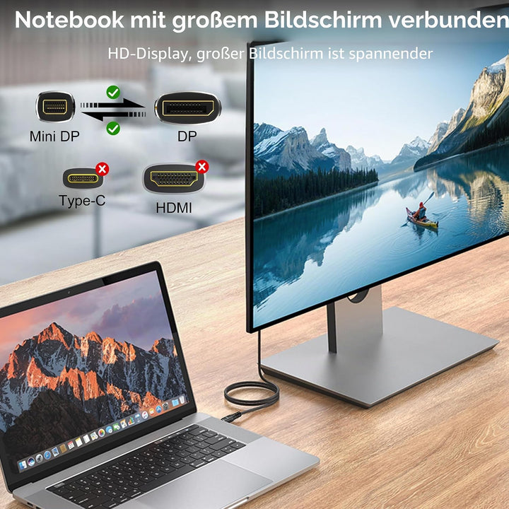 CableDeconn Mini DP zu DisplayPort 16K-Kabel 8K@120Hz 4K@240Hz DisplayPort 2.0 80Gbps Bidirektionale