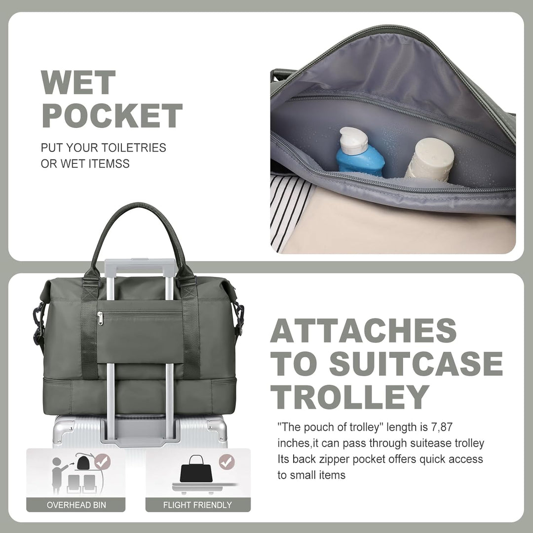 Reisetasche Damen Handgepäck Tasche Sporttasche mit Kulturbeutel Weekender Bag Schwimmtasche Wasserd