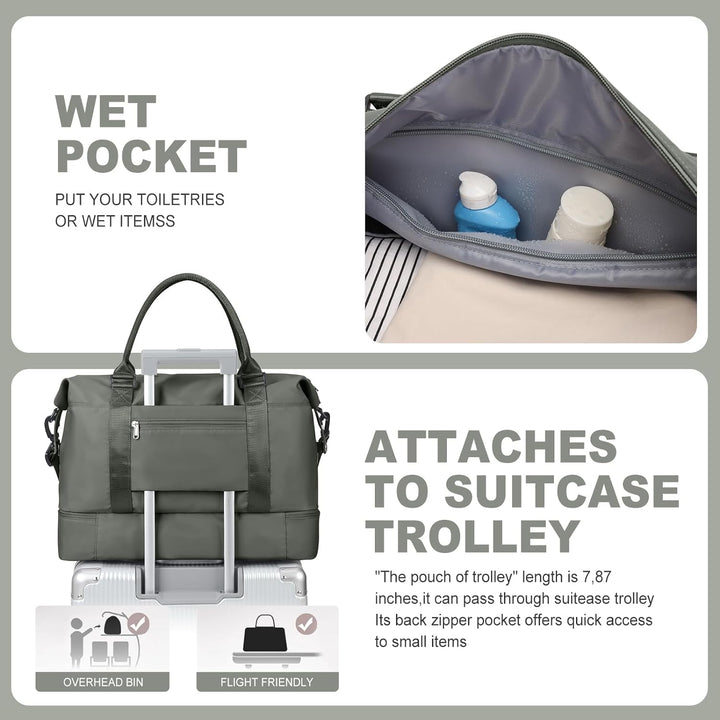 Reisetasche Damen Handgepäck Tasche Sporttasche mit Kulturbeutel Weekender Bag Schwimmtasche Wasserd
