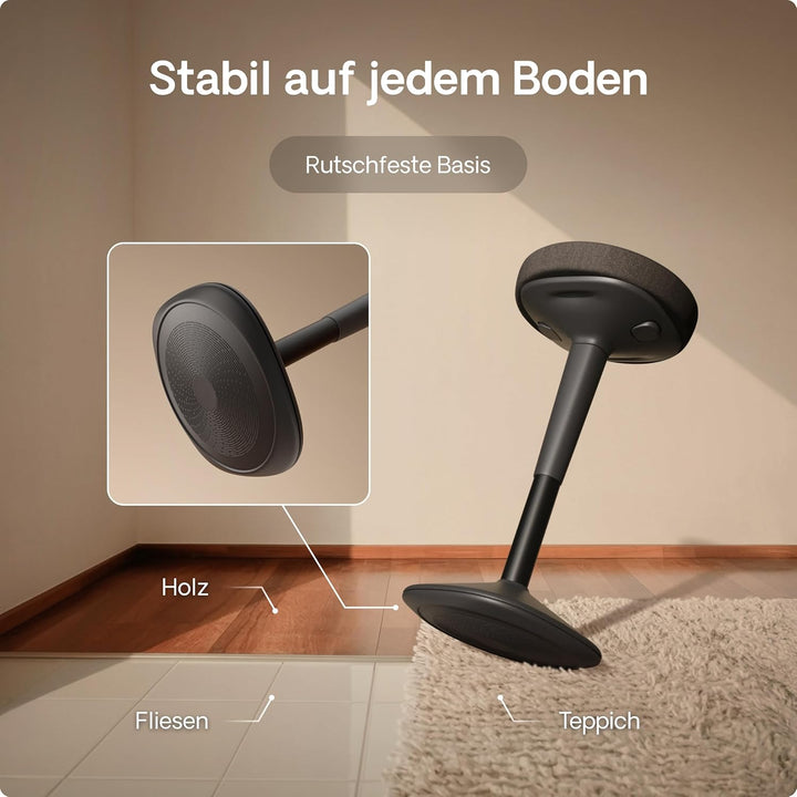Desktronic Ergonomischer Stehhocker höhenverstellbar (57–82 cm) – Wackelhocker 37 cm Durchmesser, 36