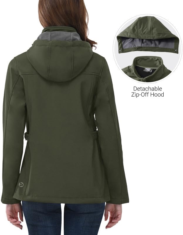 Outdoor Ventures Damen Softshelljacke Kurze Gefütterte Funktionsjacke Wasserdichte Übergangsjacke mi