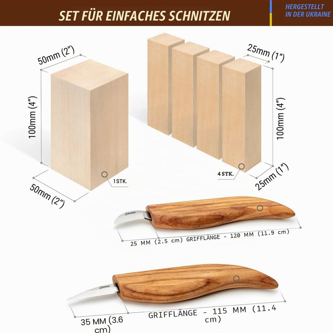 BeaverCraft Holzschnitzset S16 - Schnitzwerkzeugset - Schnitzmesserset für Anfänger - Holzschnitzmes