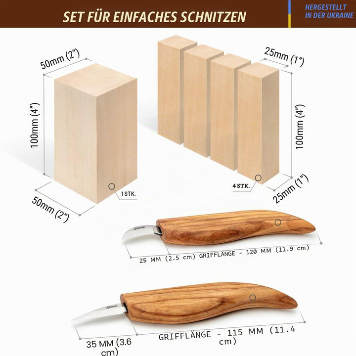 BeaverCraft Holzschnitzset S16 - Schnitzwerkzeugset - Schnitzmesserset für Anfänger - Holzschnitzmes