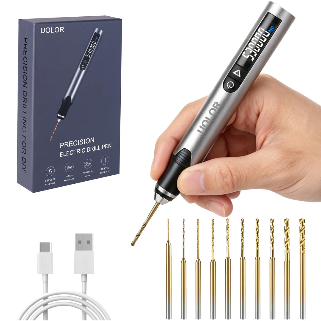 Uolor Verbesserter Elektro-Mini-Bohrstift mit 5-Gang, Handbohrer Elektrisch, 30000 U/min, High-Torqu