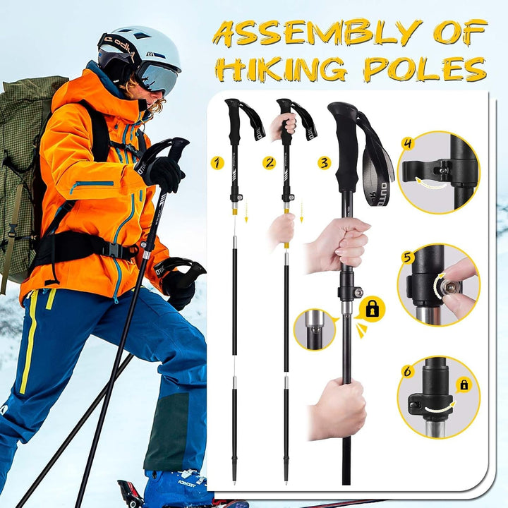 MAILLARD Wanderstöcke Faltbar 7075 Aluminium, Nordic Walking Stöcke Verstellbar 115-135cm, Trekkings