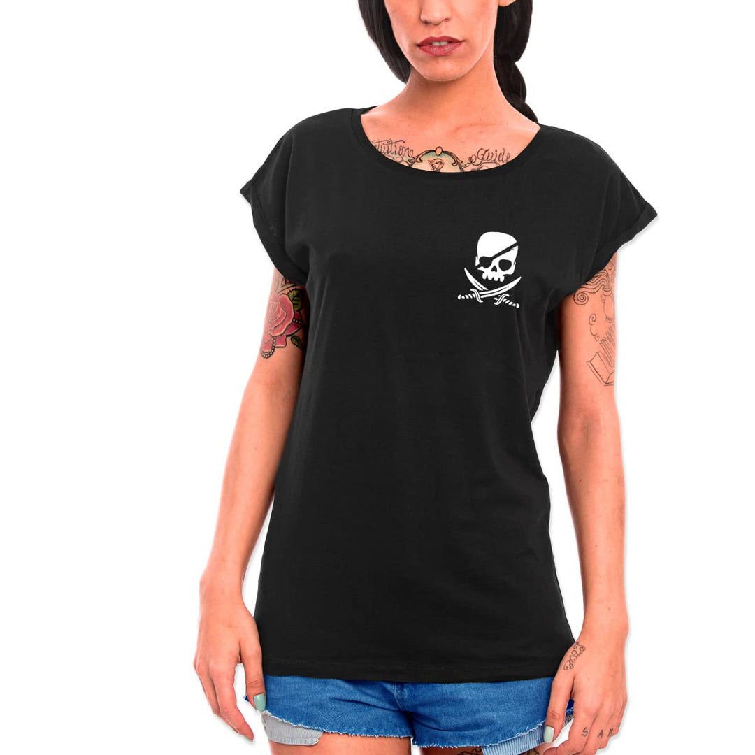 VIENTO Pirate Life Camiseta para Mujer S Schwarz, S Schwarz