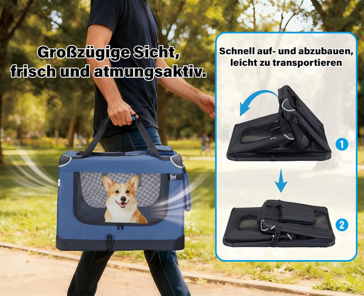 Zedelmaier Hundebox Faltbar Hundetransportbox, XL 81x58x56cm, robust Transportbox für Hund Gross Hun
