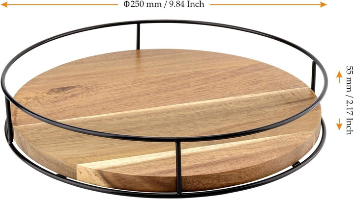 FAAING 2 Stück 25cm Holz Lazy Susan Drehteller, 360° drehbar Drehteller Rund Küche Holz Gewürzregal