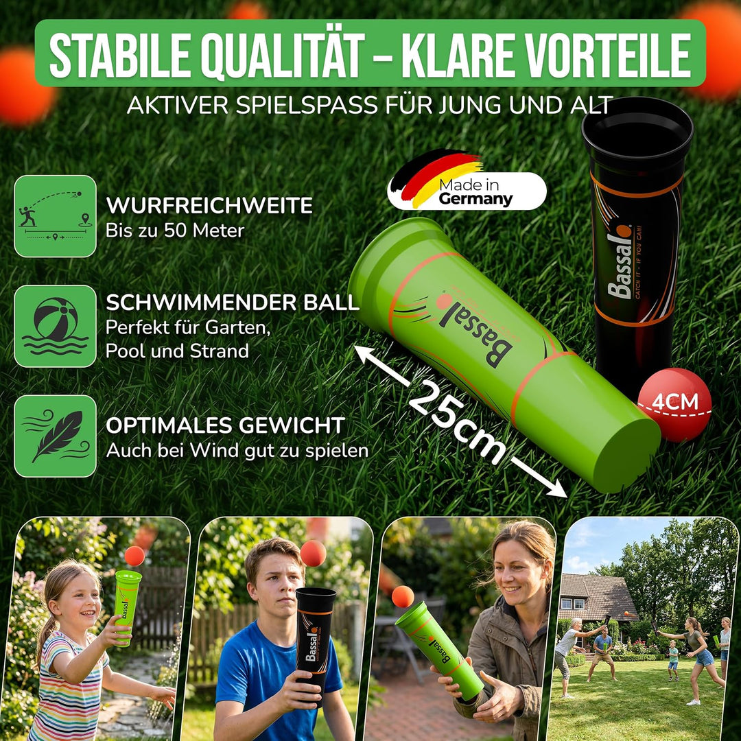 BASSALO Cupball - Sportspiel für Kinder, Jugendliche, Erwachsene 2 Spieler Starter Set Plus, 2 Spiel