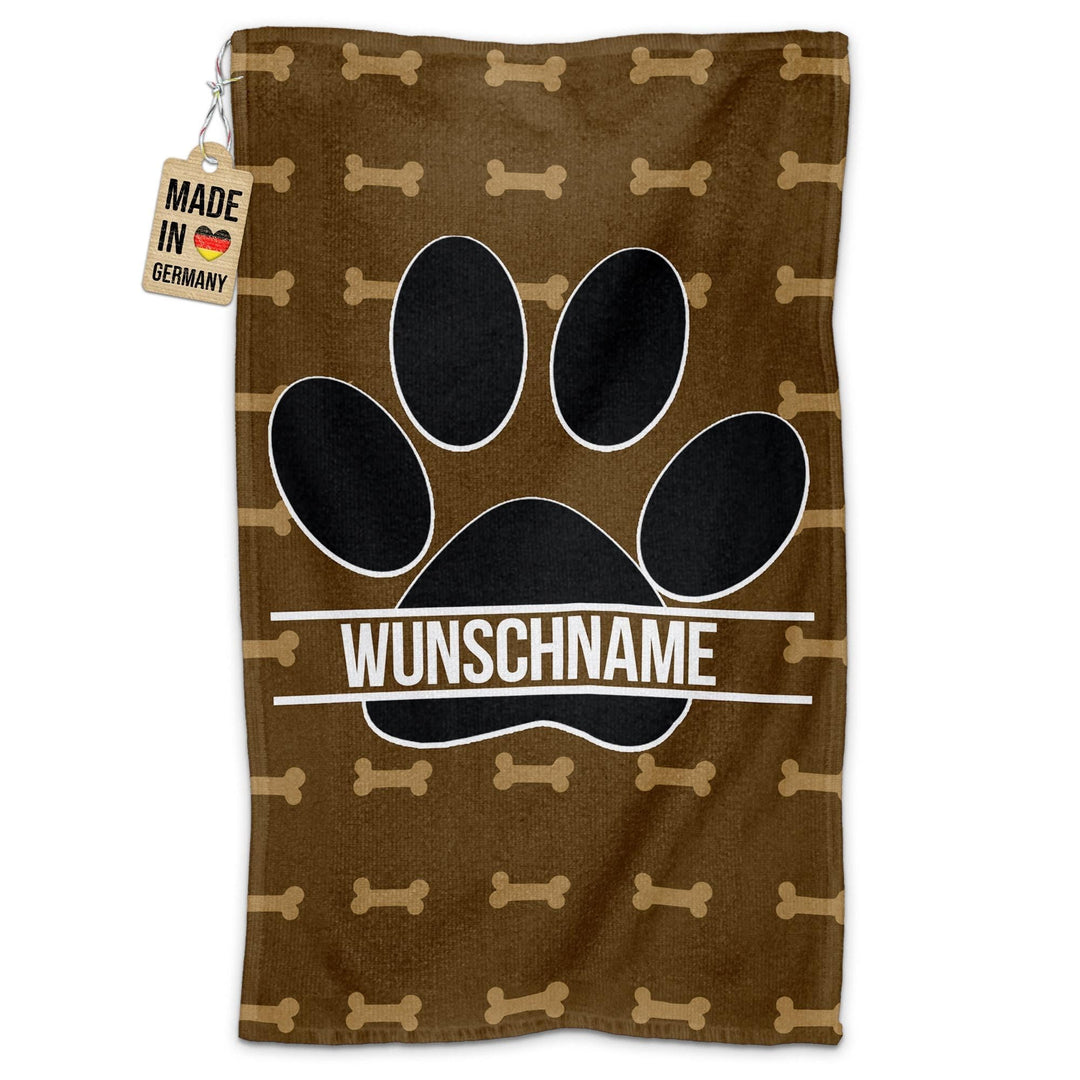 PR Print Royal Personalisiertes Hundehandtuch mit Name selbst gestalten - Hundepfote - Pfotentuch fü