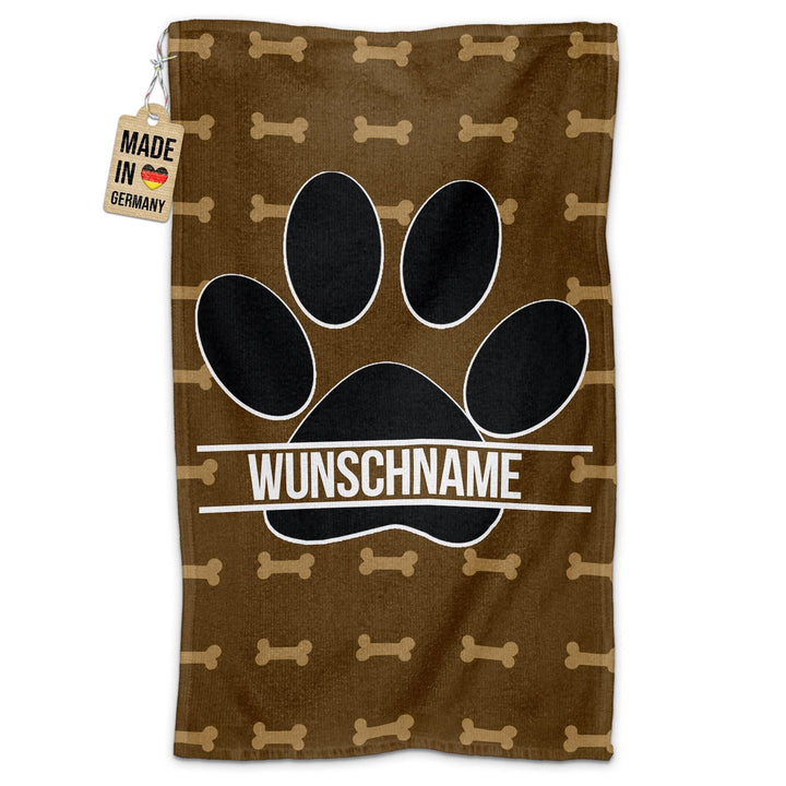 PR Print Royal Personalisiertes Hundehandtuch mit Name selbst gestalten - Hundepfote - Pfotentuch fü