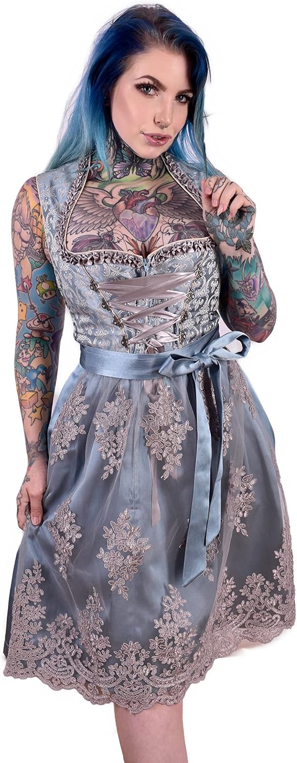 Alte Liebe Trachtenkleid 2tlg. Damen Dirndl Kleid mit Spitzenschürze Gr. 34,36,38,40,42,44,46 34 Pet